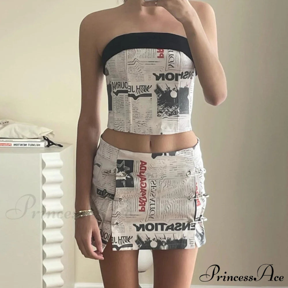 Carla Corset and Charming Safety Mini skirt Set 16 Days / XS / White