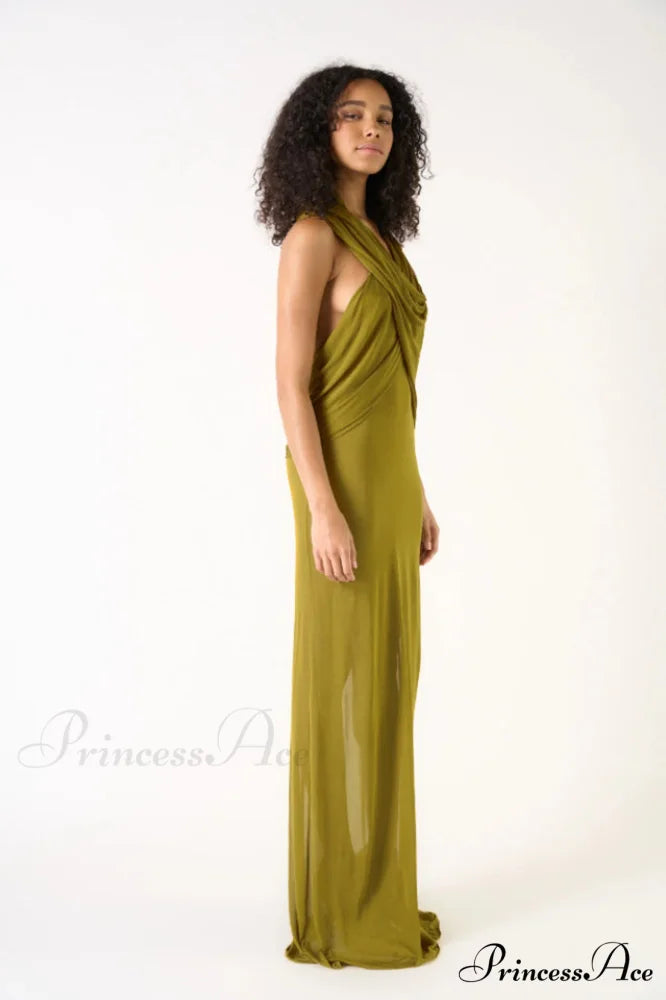 Carleigh Ruche Maxi Charming Dress With Headscarf