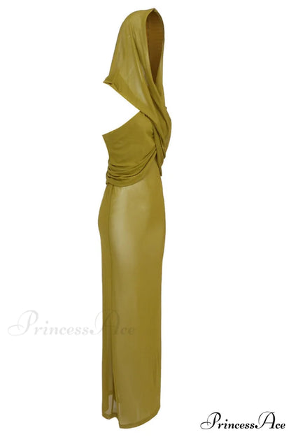 Carleigh Ruche Maxi Charming Dress With Headscarf