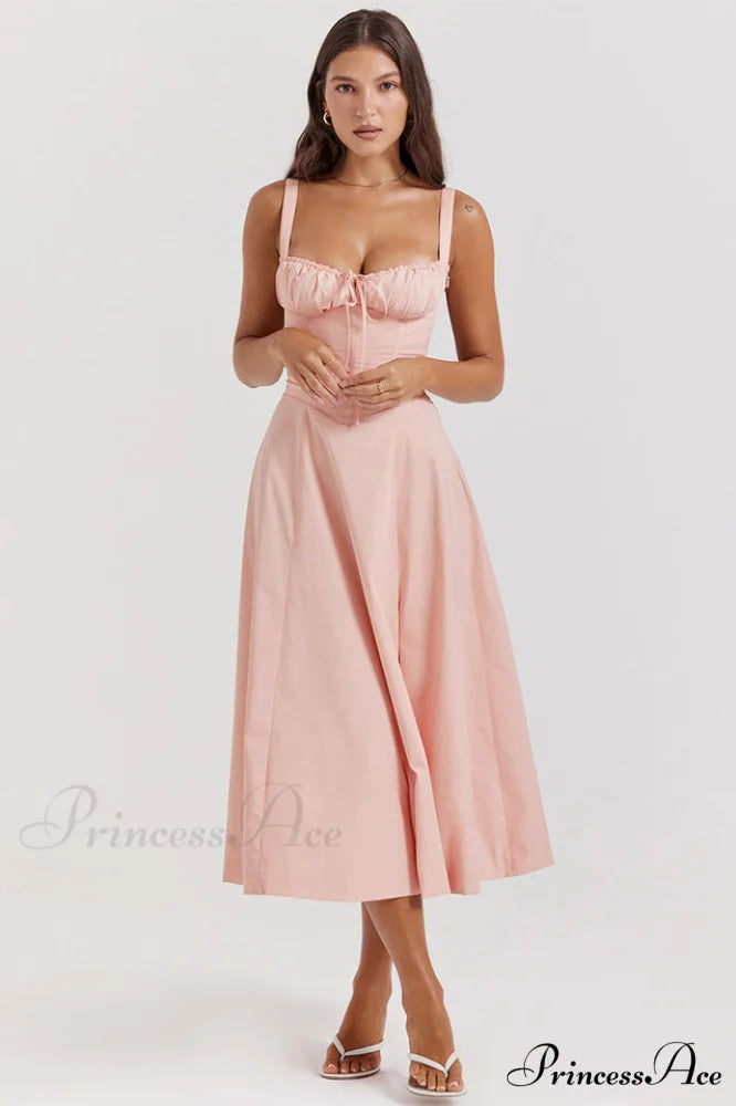 Carmen Elegant Bustier Sundress XS / Baby Pink