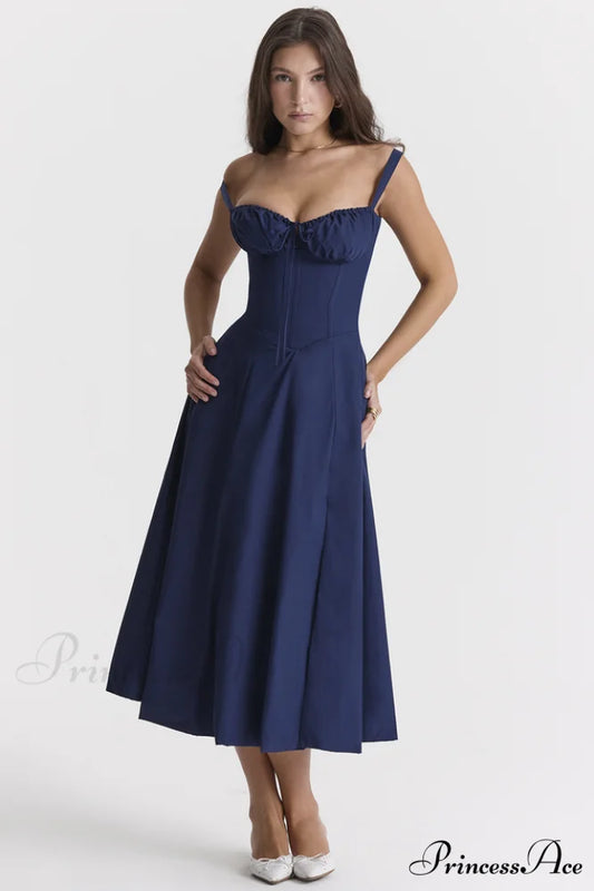 Carmen Elegant Bustier Sundress XS / French Navy