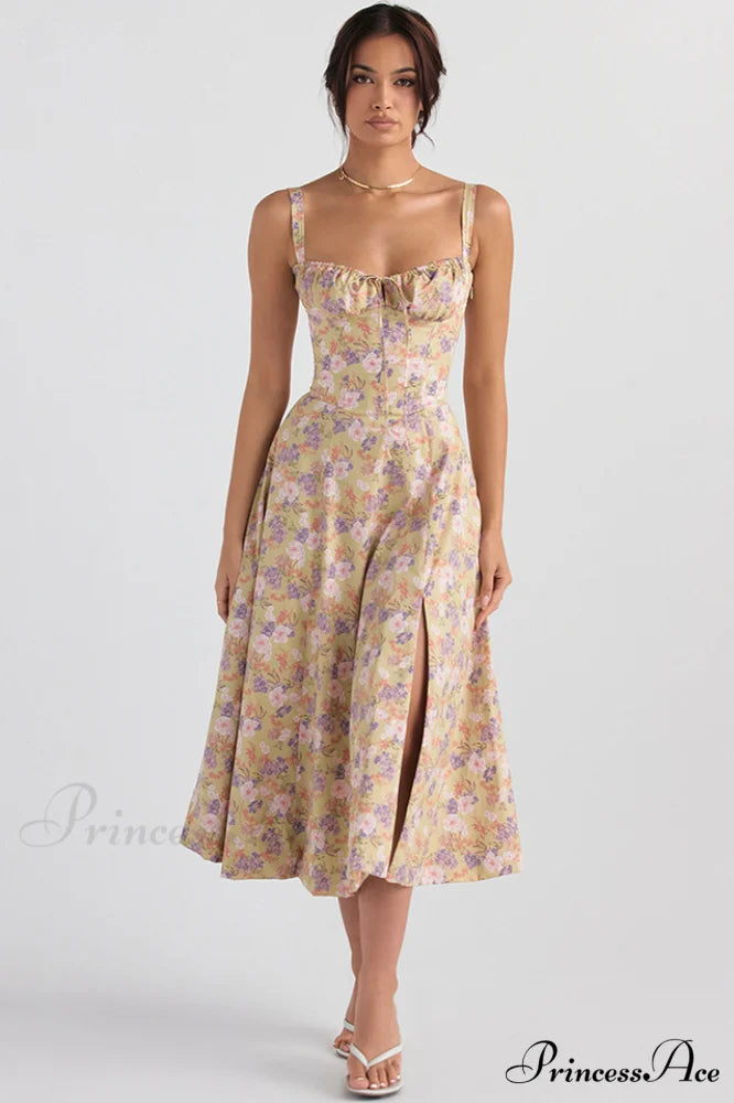 Carmen Elegant Bustier Sundress XS / Peony Print