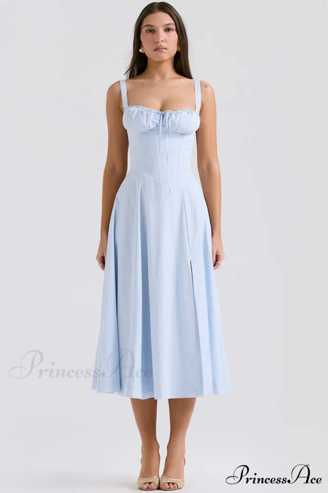 Carmen Elegant Bustier Sundress XS / Soft Blue