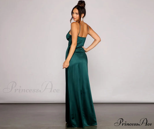 Carmen High-Slit Stylish Satin Formal Dress