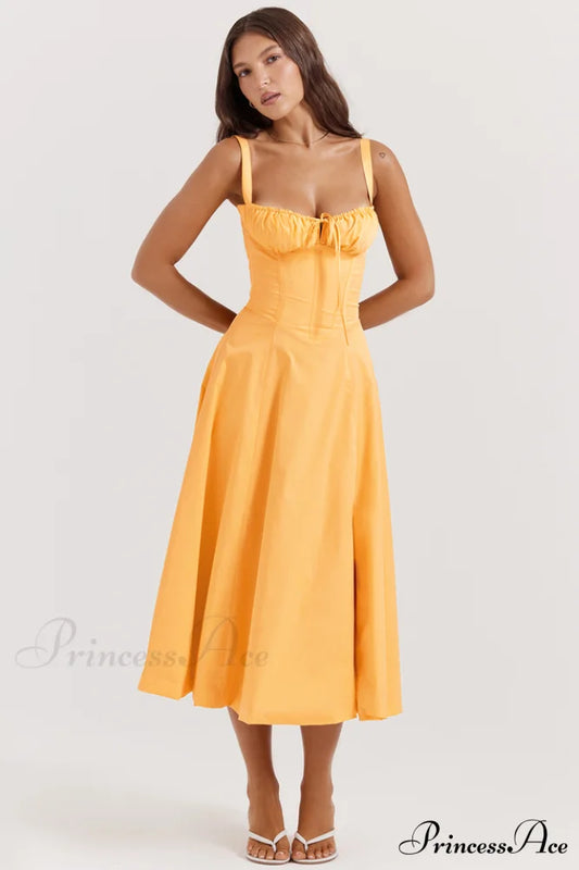 Carmen Tangerine Stylish Bustier Sundress XS / Tangerine