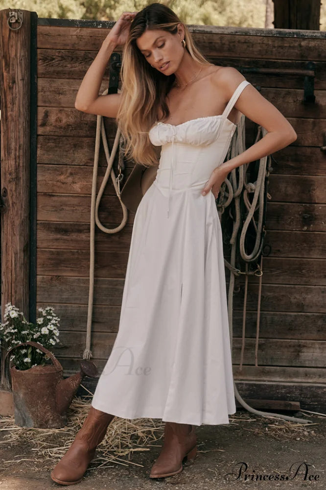 Carmen White Stylish Bustier Sundress