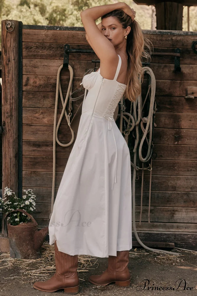 Carmen White Stylish Bustier Sundress