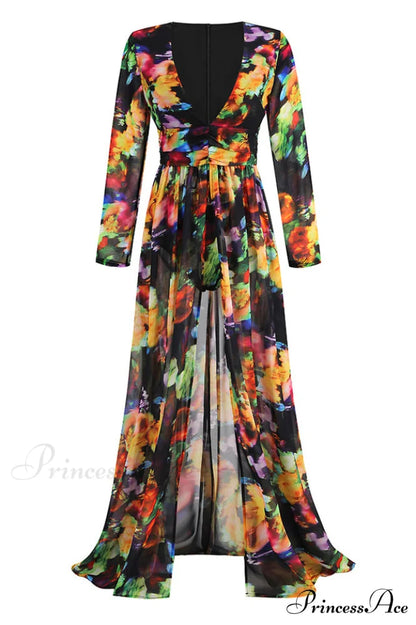 Carolina Floral Stylish Print Slits Dress