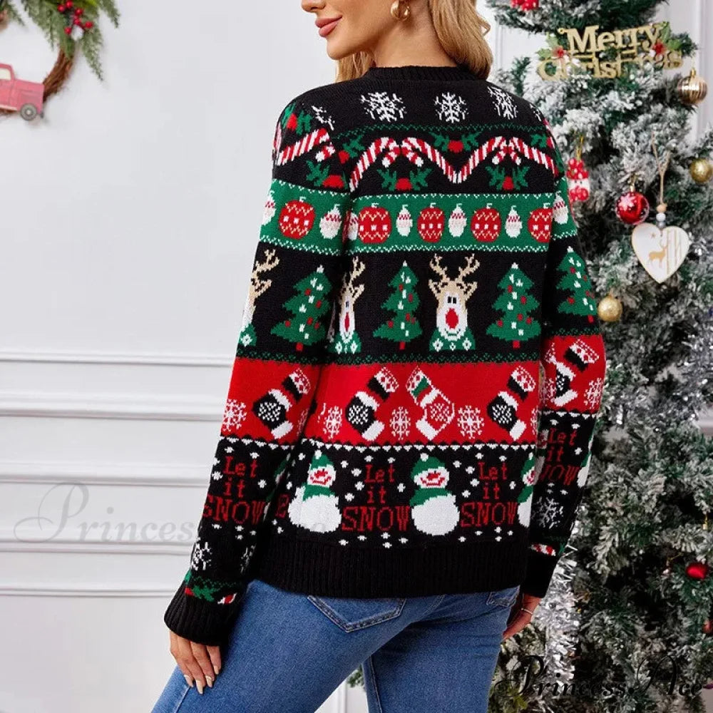 Cartoon Deer Snowman Christmas Cardigan