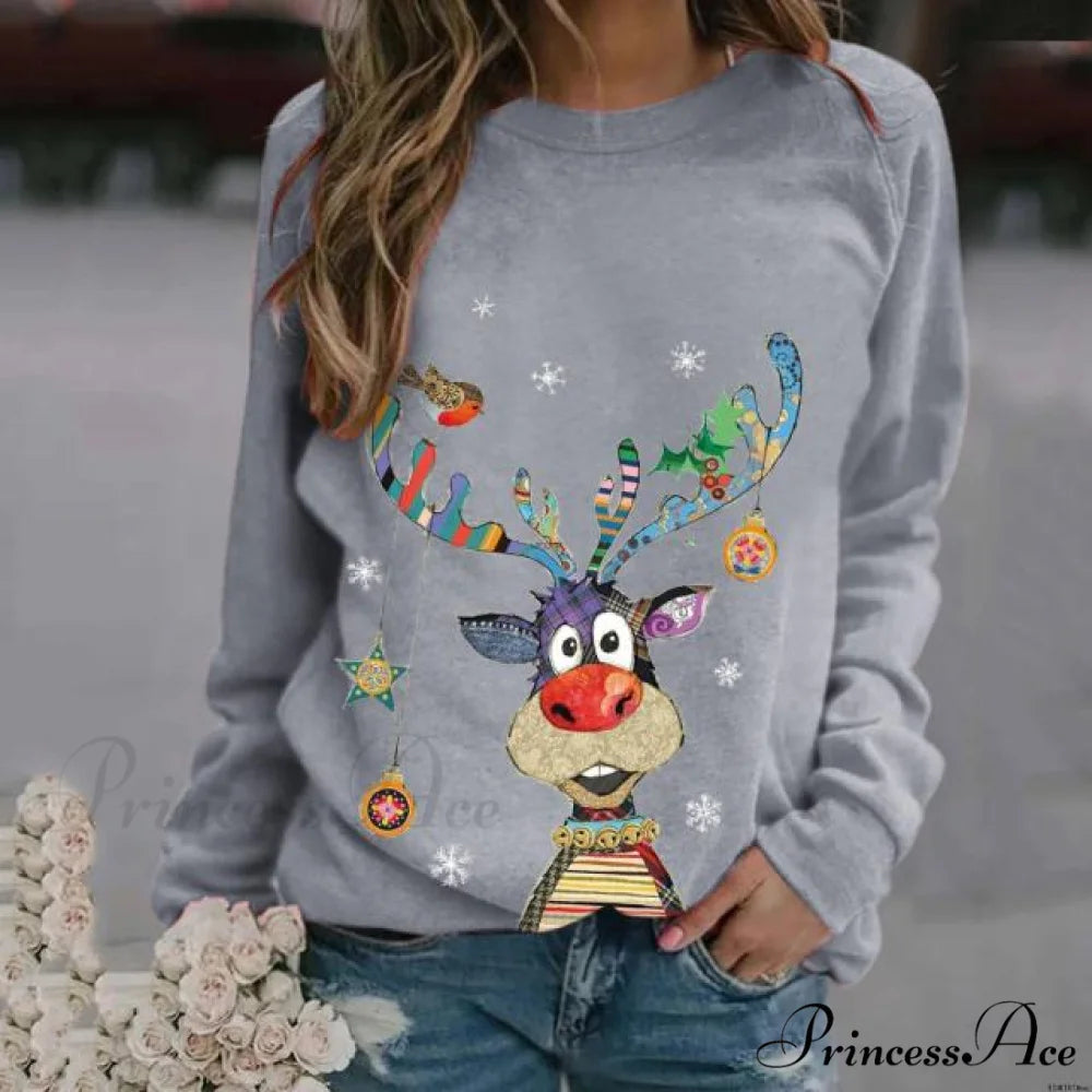Cartoons Long Sleeve Women Sweater style 2 grey / S