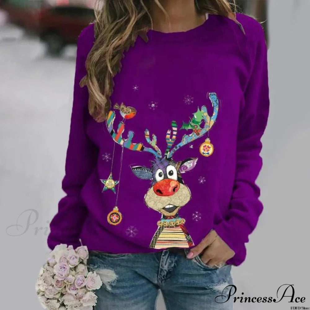 Cartoons Long Sleeve Women Sweater style 2 purple / S