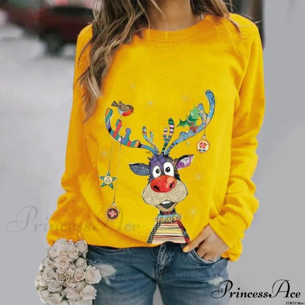 Cartoons Long Sleeve Women Sweater style 2 yellow / S