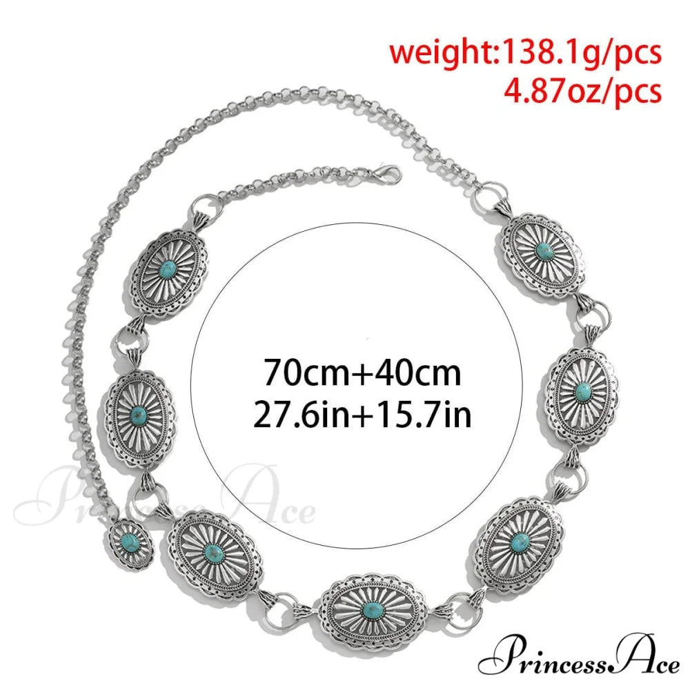 Carving Waist Metal O-Ring Multicolor Pendant Chain