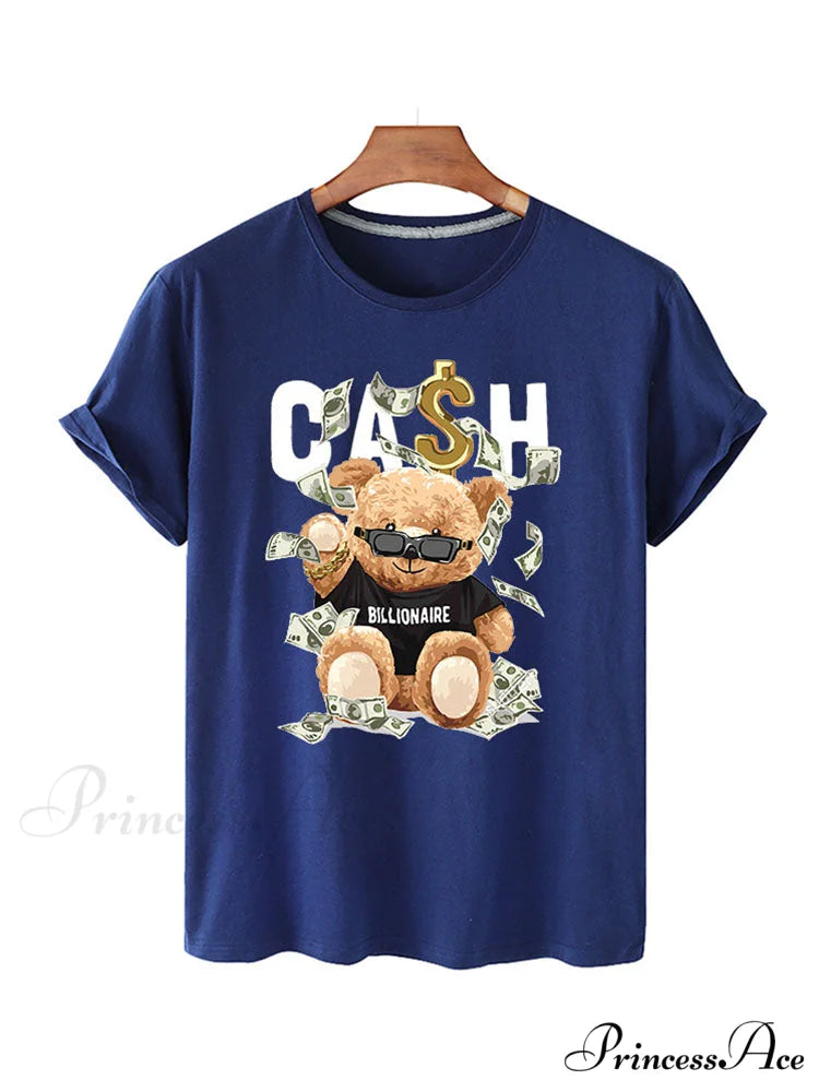Cash Rolls Graceful Short Sleeve Tops Blue / S