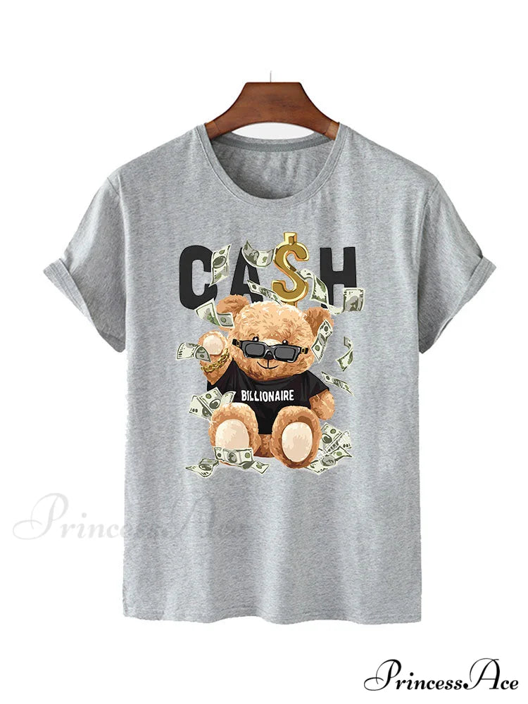 Cash Rolls Graceful Short Sleeve Tops Gray / S
