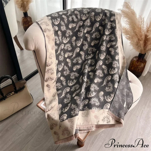 Cashmere Feather Pattern Scarf scarf-241228