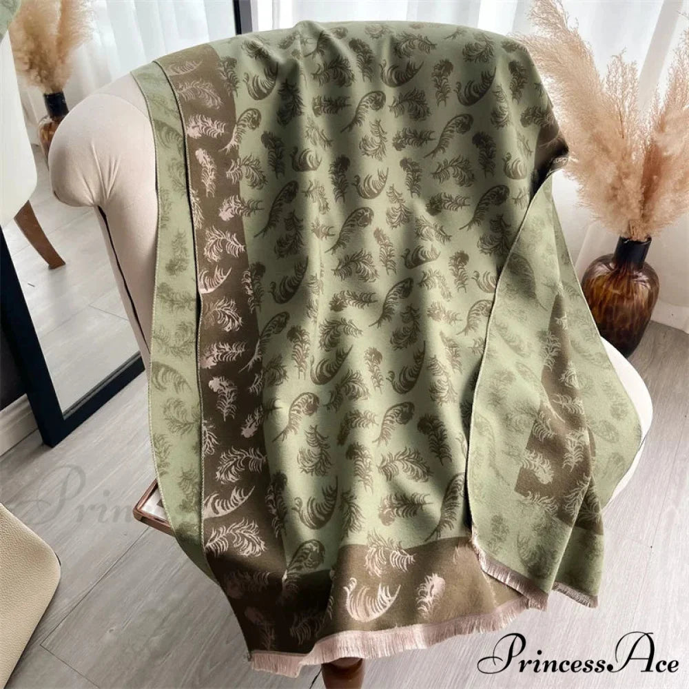 Cashmere Feather Pattern Scarf scarf-241228