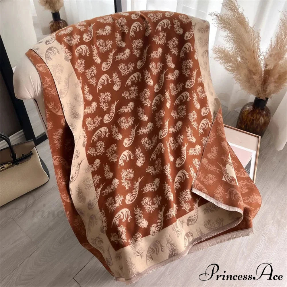 Cashmere Feather Pattern Scarf scarf-241228