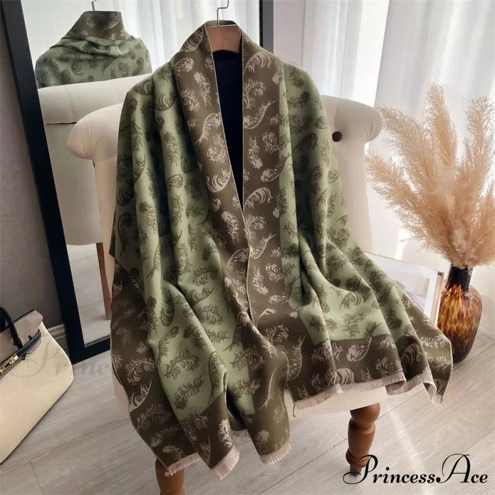 Cashmere Feather Pattern Scarf grey scarf-241228