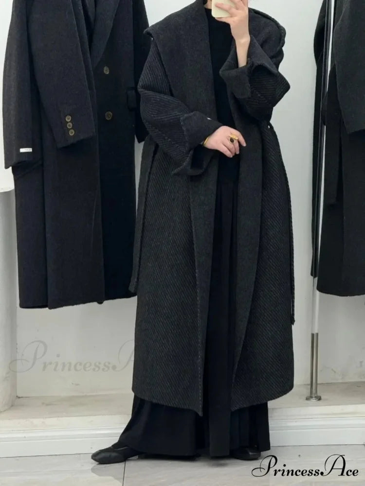 Cashmere Hooded Professional Woman Wool Overcoat overcoats-241228
