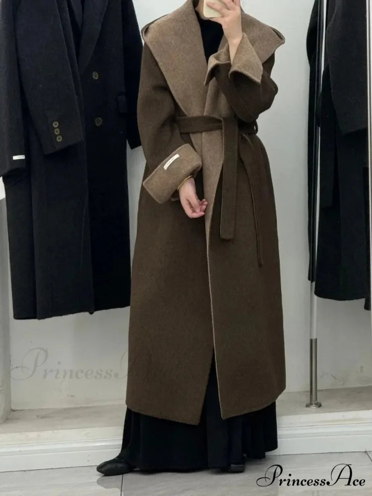 Cashmere Hooded Professional Woman Wool Overcoat overcoats-241228
