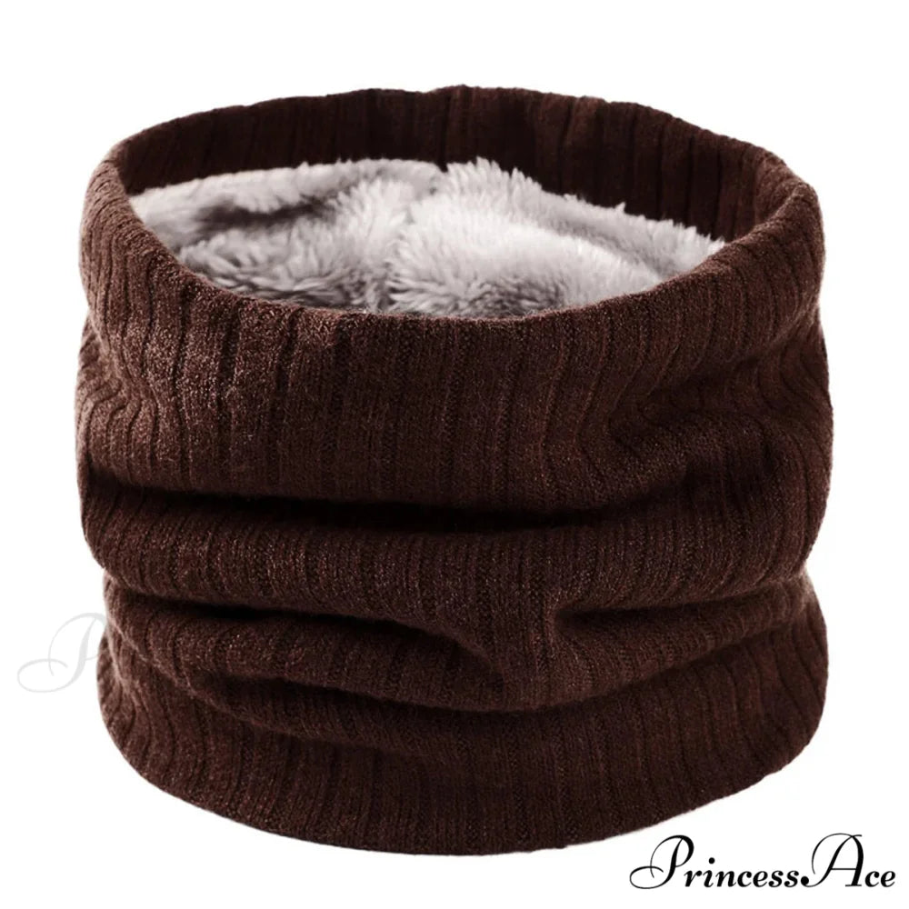 Cashmere Knit Ring Wool Neck Warmer Scarf for Women BROWN