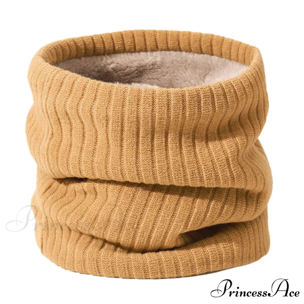 Cashmere Knit Ring Wool Neck Warmer Scarf for Women CAMLE