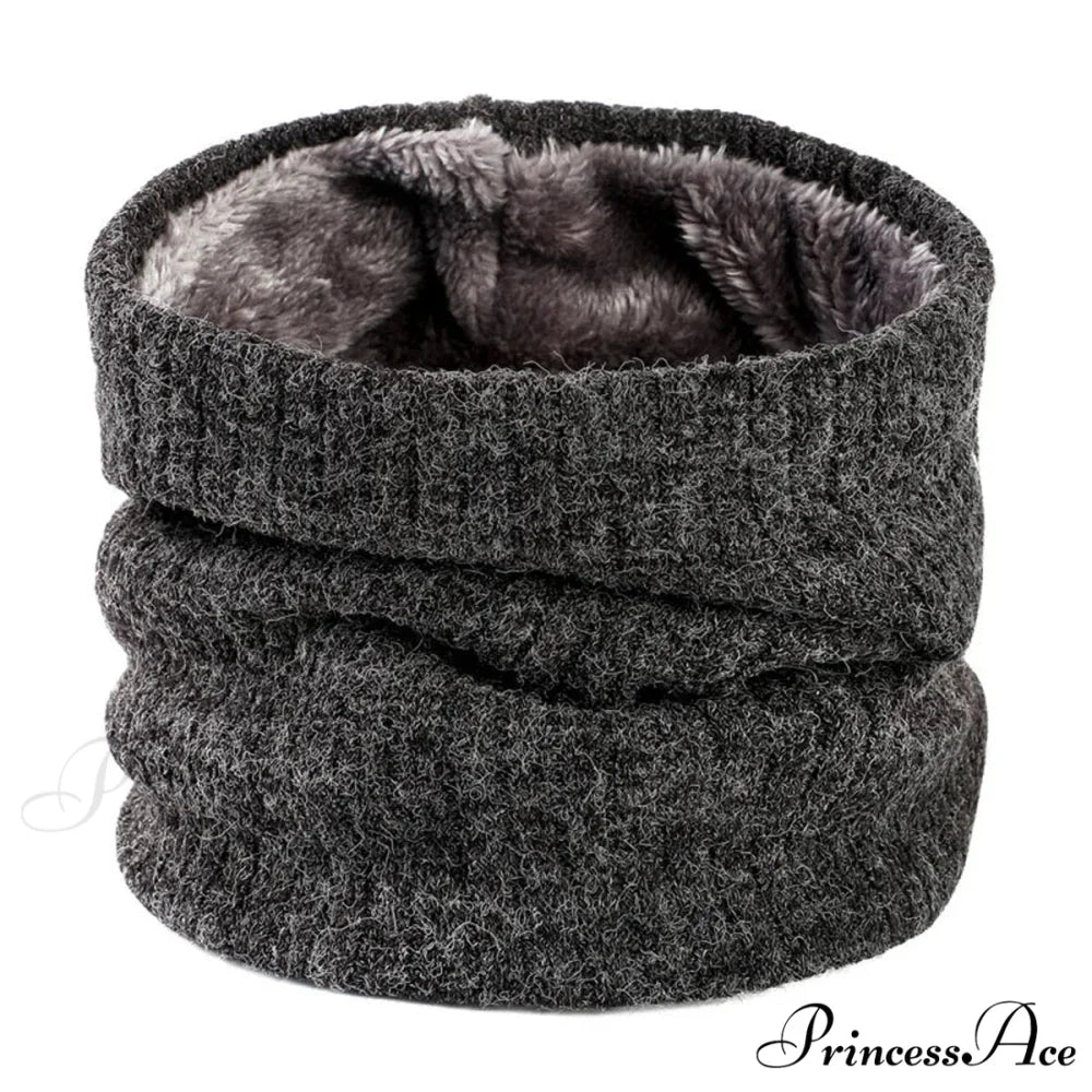 Cashmere Knit Ring Wool Neck Warmer Scarf for Women DARK GREY