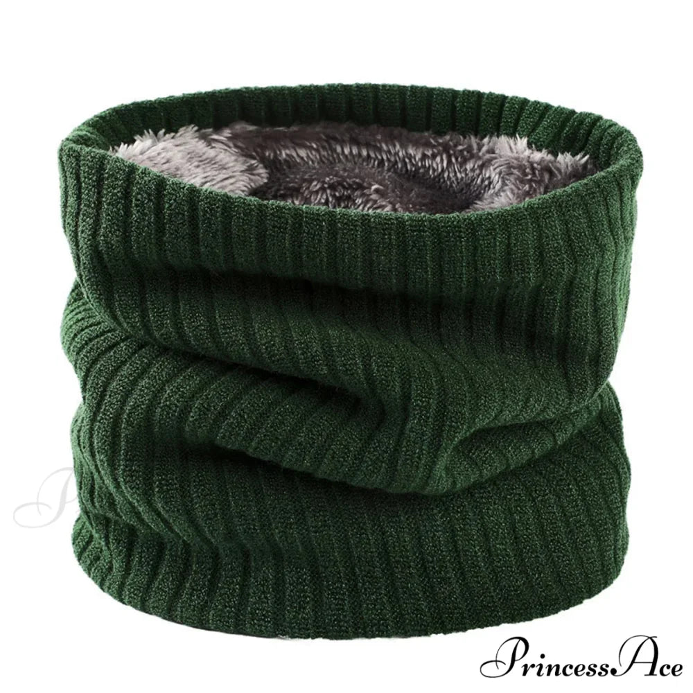 Cashmere Knit Ring Wool Neck Warmer Scarf for Women GREEN
