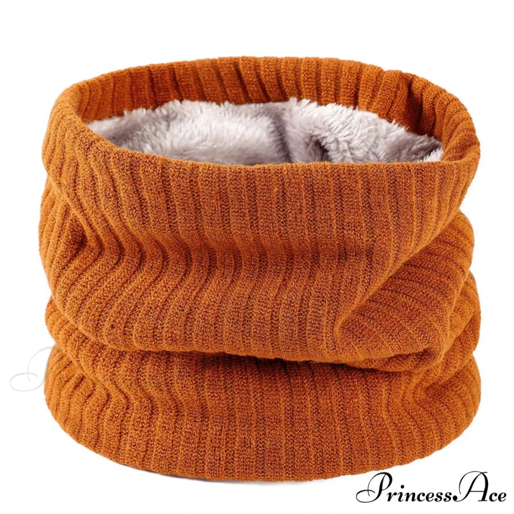 Cashmere Knit Ring Wool Neck Warmer Scarf for Women ORANGE