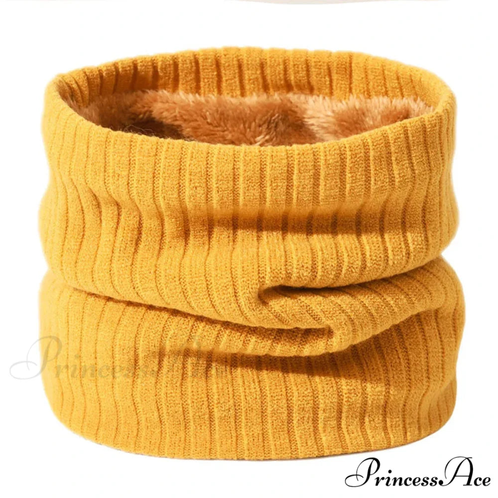 Cashmere Knit Ring Wool Neck Warmer Scarf for Women YELLOW