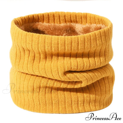 Cashmere Knit Ring Wool Neck Warmer Scarf for Women YELLOW