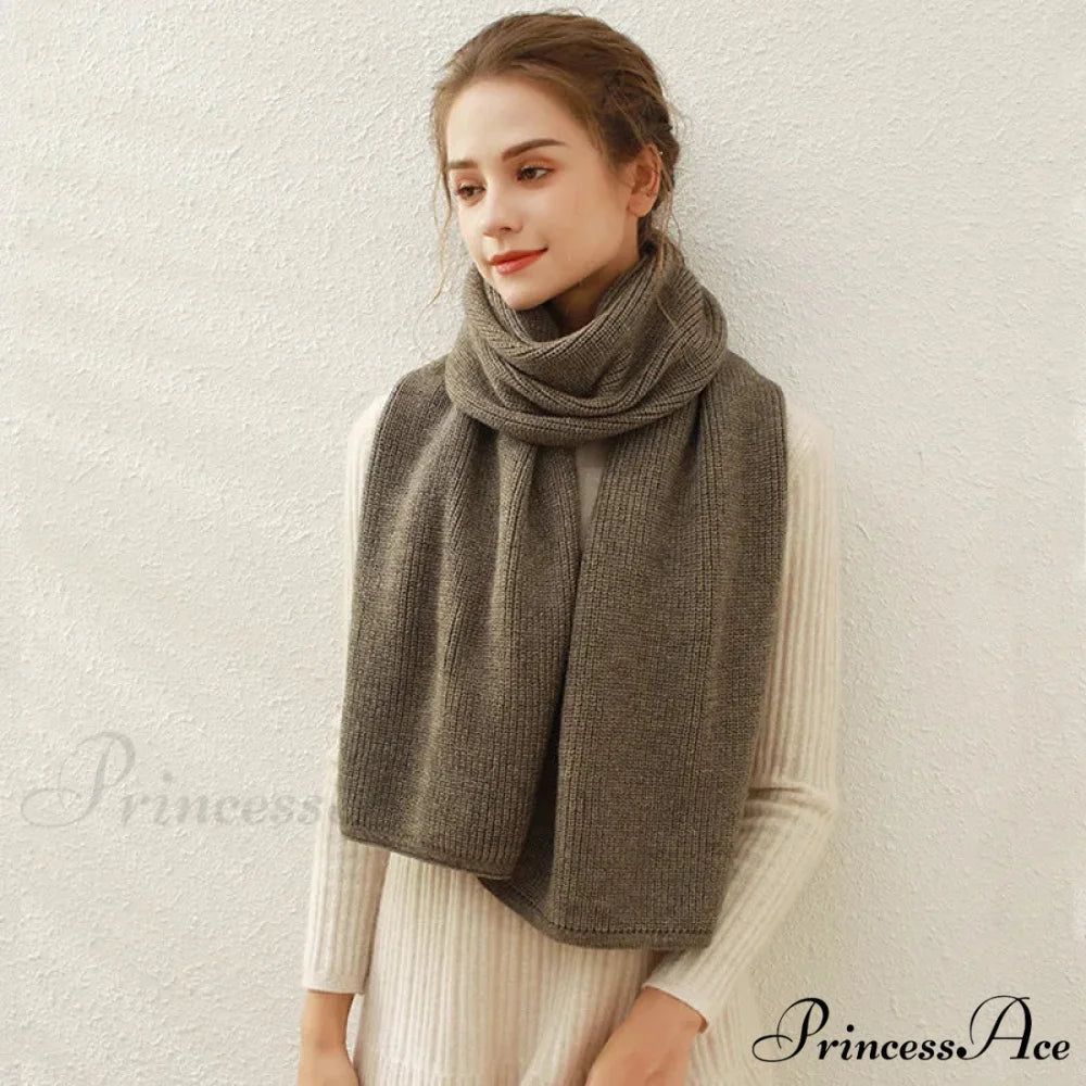 Cashmere Rib Knit Winter Scarf - Long Muffler for Women Mocha brown / L170cm W30cm