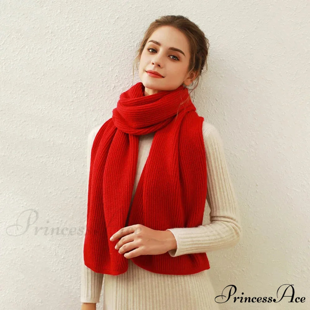 Cashmere Scarf for Women - Thick and Warm Winter Scarf Flame red / L170cm W30cm