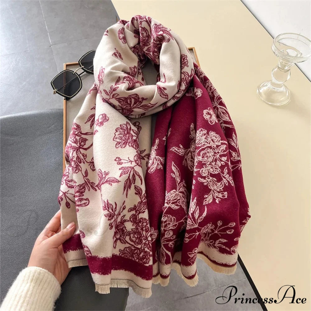 Cashmere Tartan Plaid Wool Scarf red 2 scarf-241228