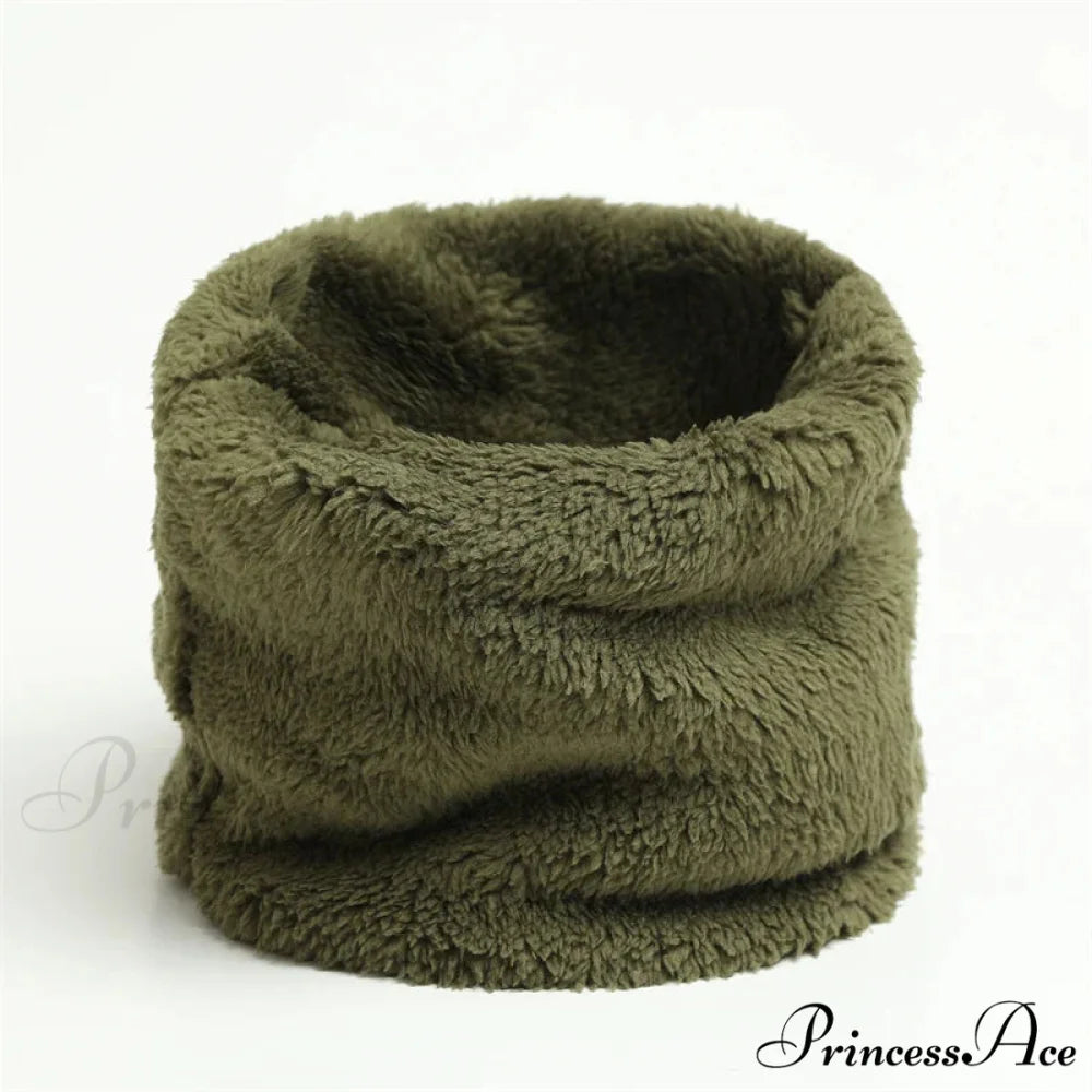 Cashmere Warm Color Ring Plush Thick Outdoor Sports Neckerchief Muffler Scarf GREEN