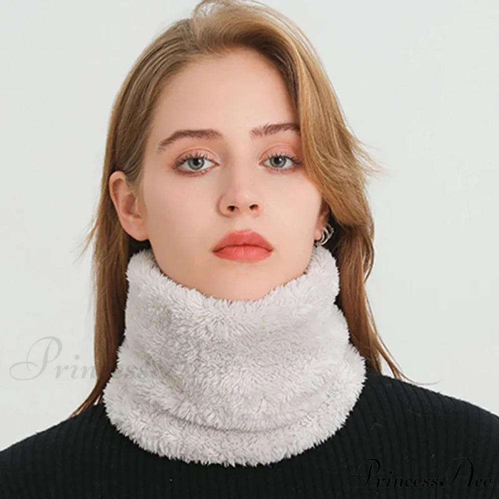 Cashmere Warm Color Ring Plush Thick Outdoor Sports Neckerchief Muffler Scarf GREY