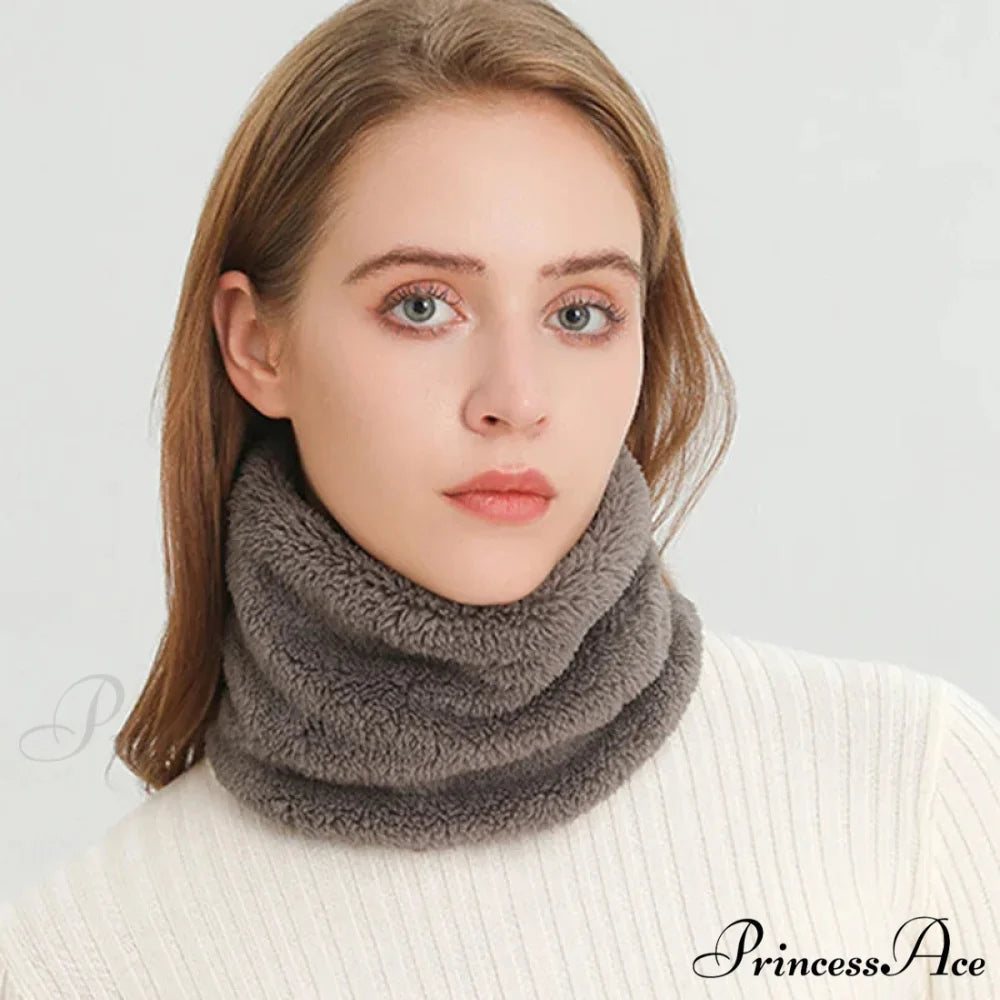 Cashmere Warm Color Ring Plush Thick Outdoor Sports Neckerchief Muffler Scarf LIGHT BROWN