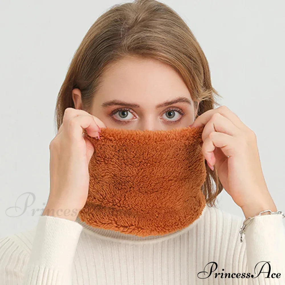 Cashmere Warm Color Ring Plush Thick Outdoor Sports Neckerchief Muffler Scarf ORANGE