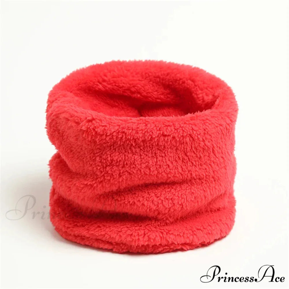Cashmere Warm Color Ring Plush Thick Outdoor Sports Neckerchief Muffler Scarf RED
