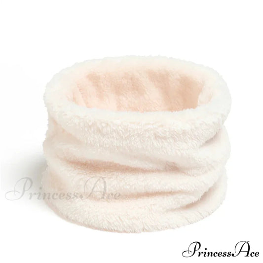Cashmere Warm Color Ring Plush Thick Outdoor Sports Neckerchief Muffler Scarf WHITE