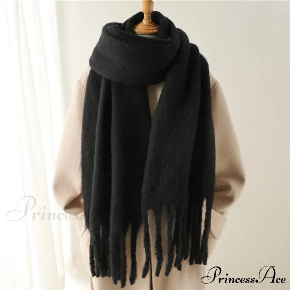 Cashmere Winter Pashmina Blanket Wrap - Thick and Soft Scarf BLACK
