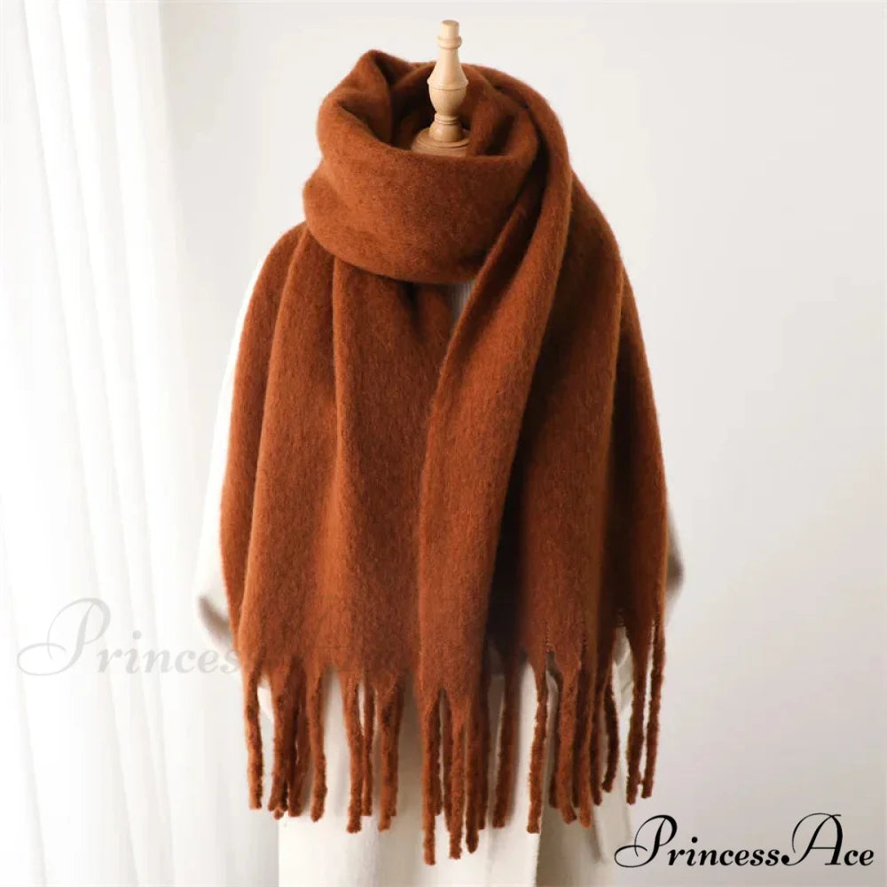 Cashmere Winter Pashmina Blanket Wrap - Thick and Soft Scarf BROWN
