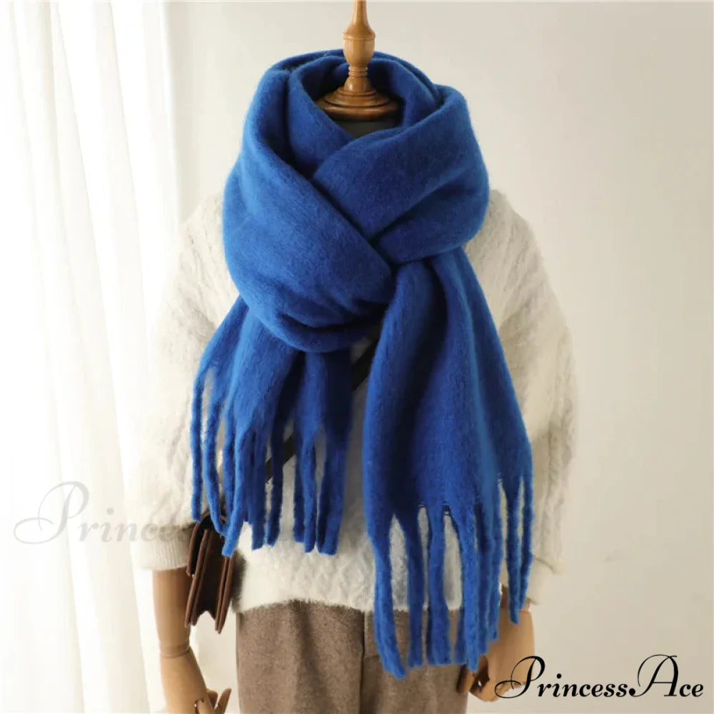 Cashmere Winter Pashmina Blanket Wrap - Thick and Soft Scarf DARK BLUE