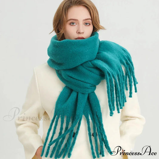 Cashmere Winter Pashmina Blanket Wrap - Thick and Soft Scarf INDIGO