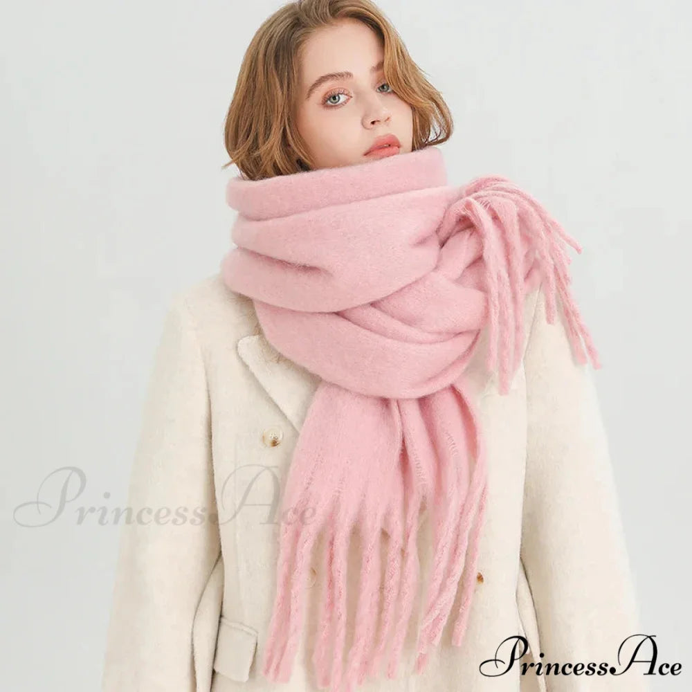 Cashmere Winter Pashmina Blanket Wrap - Thick and Soft Scarf LIGHT PINK