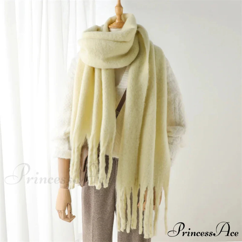 Cashmere Winter Pashmina Blanket Wrap - Thick and Soft Scarf MAIZE-YELLOW