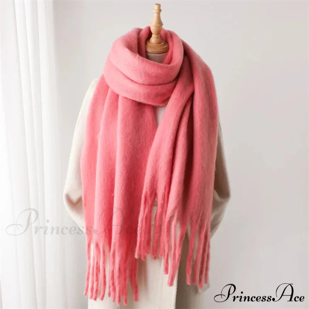 Cashmere Winter Pashmina Blanket Wrap - Thick and Soft Scarf PEACH