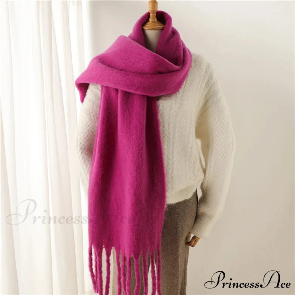 Cashmere Winter Pashmina Blanket Wrap - Thick and Soft Scarf ROSE RED