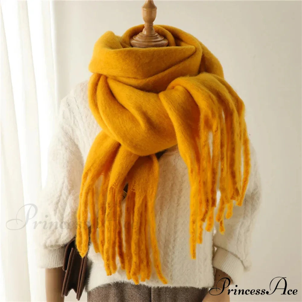 Cashmere Winter Pashmina Blanket Wrap - Thick and Soft Scarf YELLOW